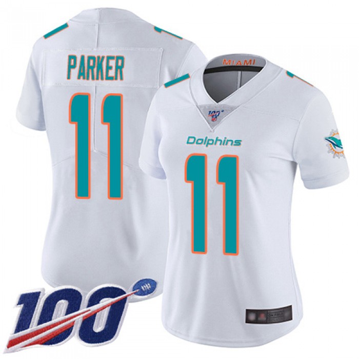 Nike Dolphins #11 DeVante Parker White Women's Stitched NFL 100th Season Vapor Limited Jersey