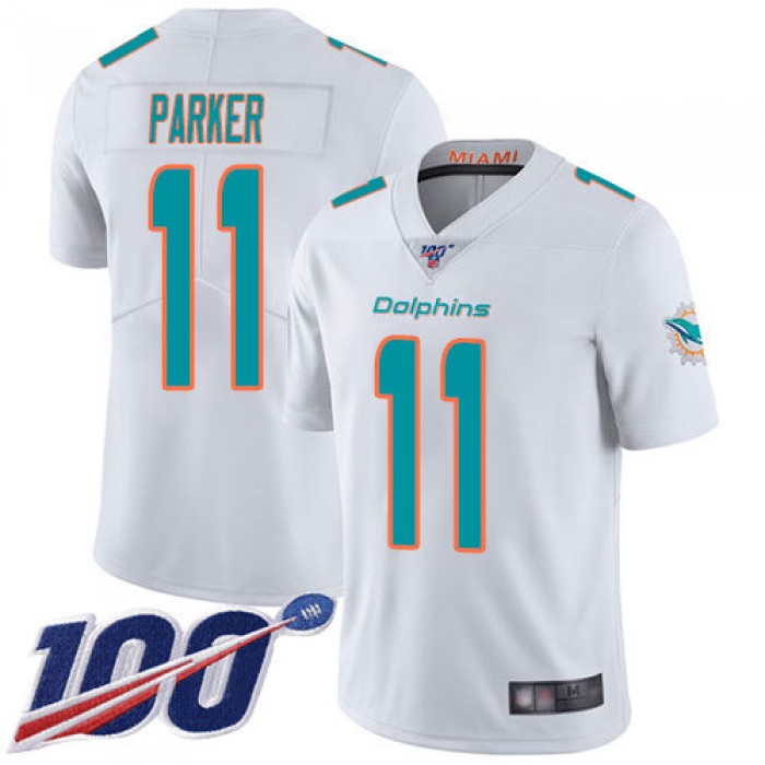 Nike Dolphins #11 DeVante Parker White Men's Stitched NFL 100th Season Vapor Limited Jersey