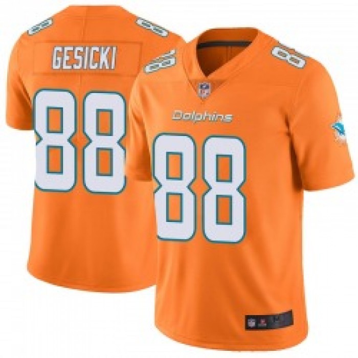 Men's Miami Dolphins #88 Mike Gesicki Limited Orange Color Rush Jersey
