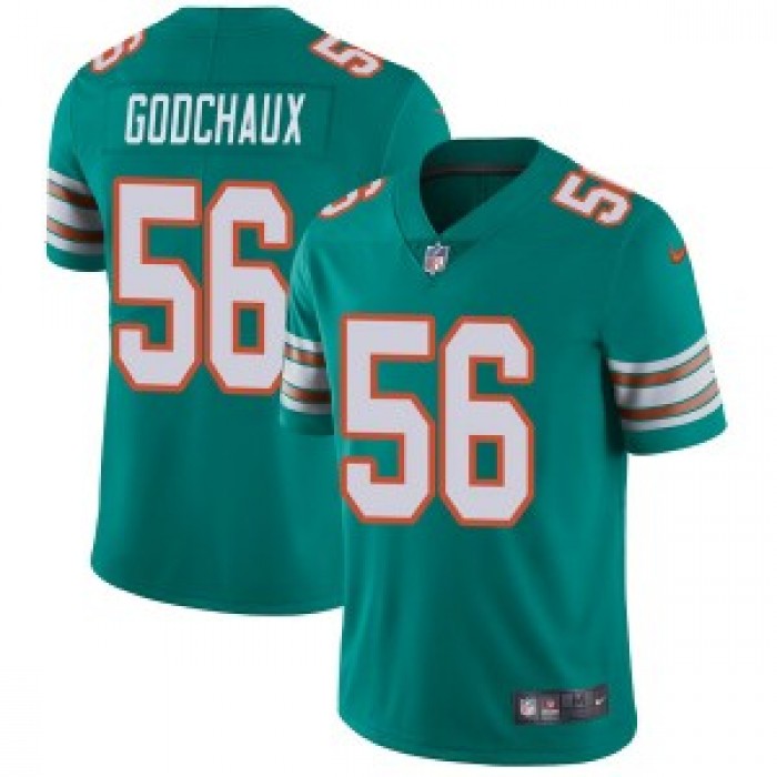 Nike Miami Dolphins #56 Davon Godchaux Men's Limited Aqua Alternate Vapor Untouchable Jersey