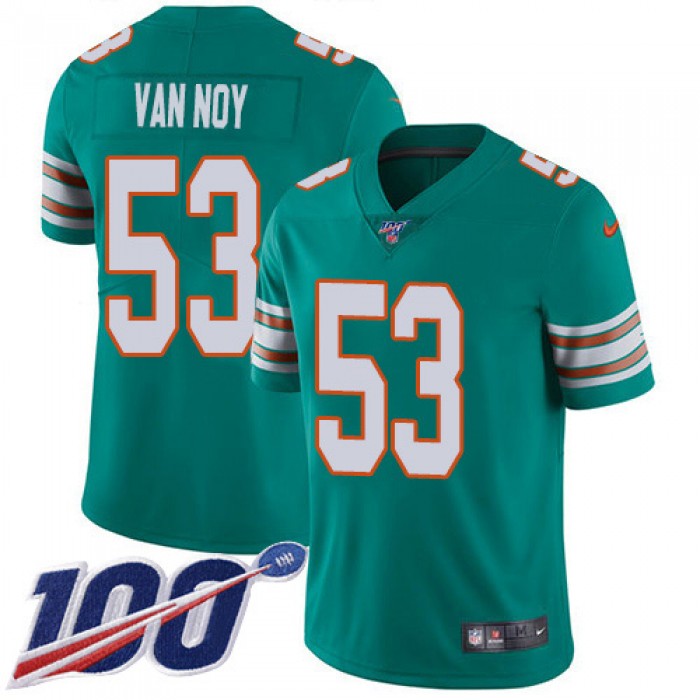 Men's Miami Dolphins #53 Kyle Van Noy Aqua Green Alternate Stitched 100th Season Vapor Untouchable Limited Jersey