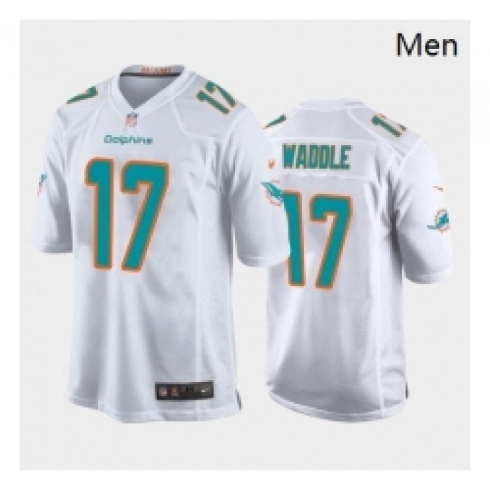 Men Miami Dolphins #17 Jaylen Waddle Aqua White 2021 Draft Jersey