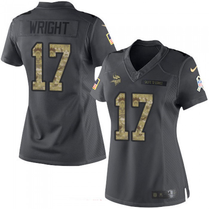 Women's Minnesota Vikings #17 Jarius Wright Black Anthracite 2016 Salute To Service Stitched NFL Nike Limited Jersey