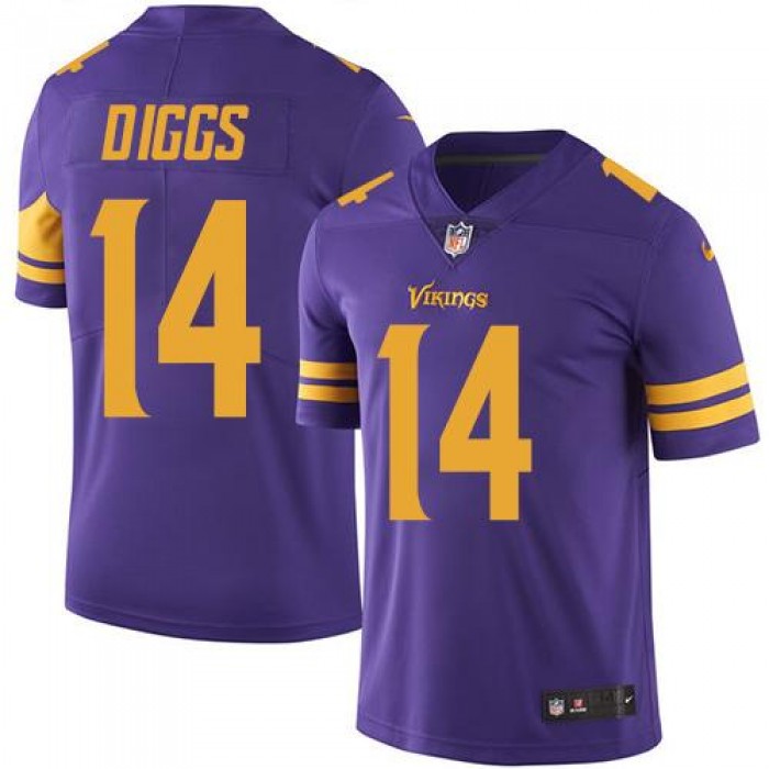 Nike Vikings #14 Stefon Diggs Purple Men's Stitched NFL Limited Rush Jersey