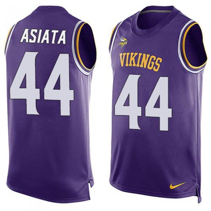 Men's Minnesota Vikings #44 Matt Asiata Purple Hot Pressing Player Name & Number Nike NFL Tank Top Jersey