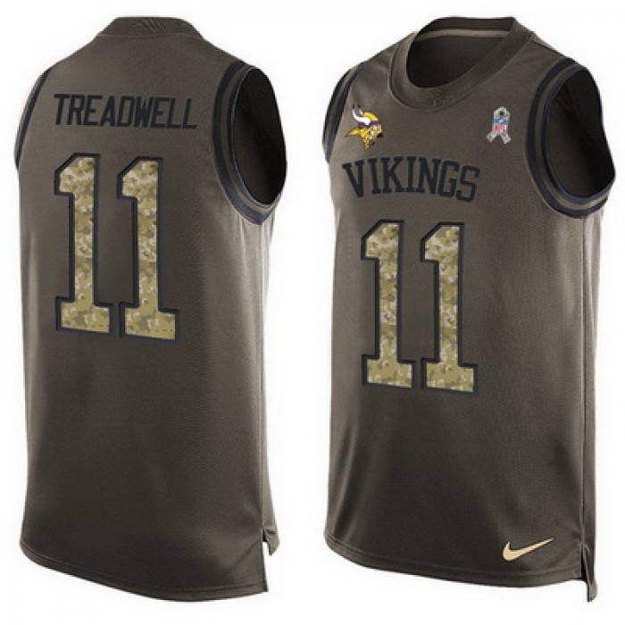 Men's Minnesota Vikings #11 Laquon Treadwell Green Salute to Service Hot Pressing Player Name & Number Nike NFL Tank Top Jersey