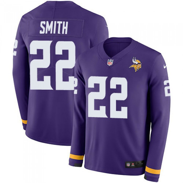 Nike Vikings 22 Harrison Smith Purple Team Color Men's Stitched NFL Limited Therma Long Sleeve Jersey