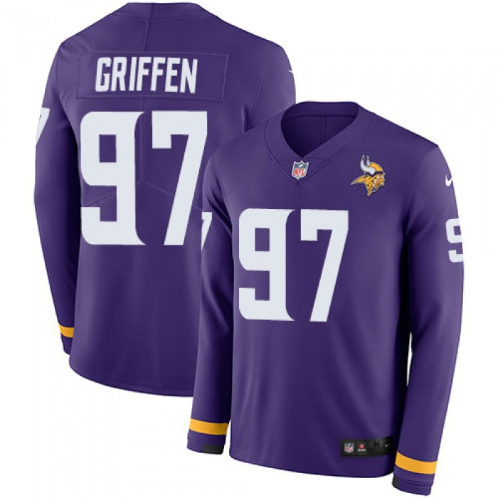 Nike Vikings 97 Everson Griffen Purple Team Color Men's Stitched NFL Limited Therma Long Sleeve Jersey