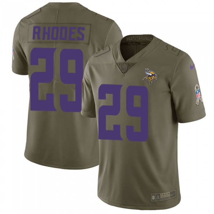 Youth Nike Minnesota Vikings #29 Xavier Rhodes Olive Stitched NFL Limited 2017 Salute to Service Jersey