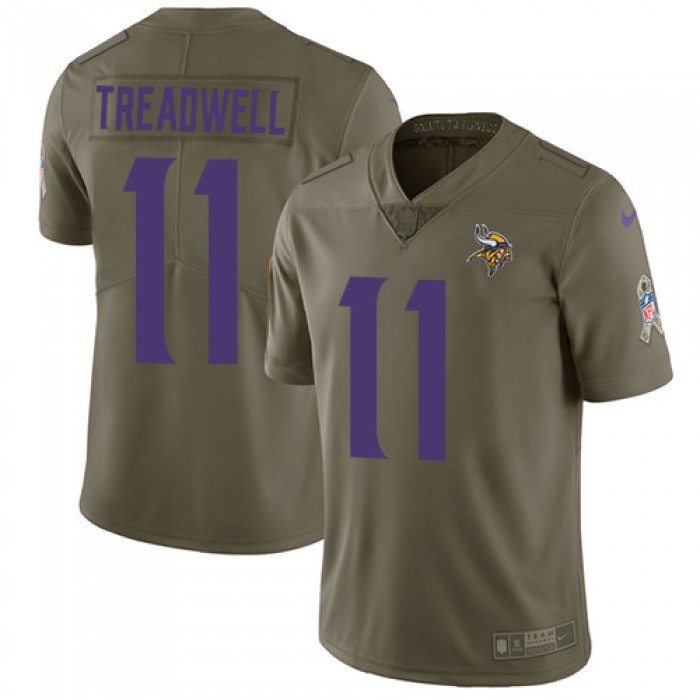 Youth Nike Minnesota Vikings #11 Laquon Treadwell Olive Stitched NFL Limited 2017 Salute to Service Jersey