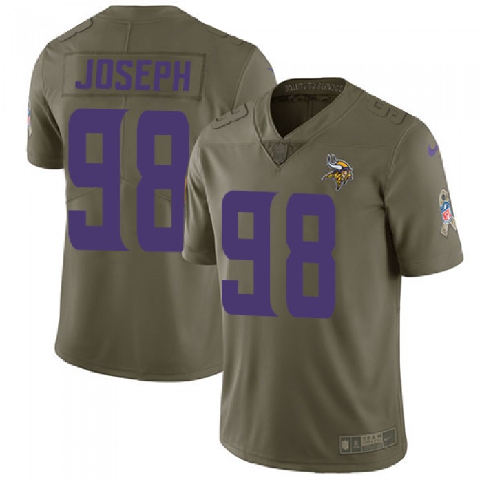 Youth Nike Minnesota Vikings #98 Linval Joseph Olive Stitched NFL Limited 2017 Salute to Service Jersey