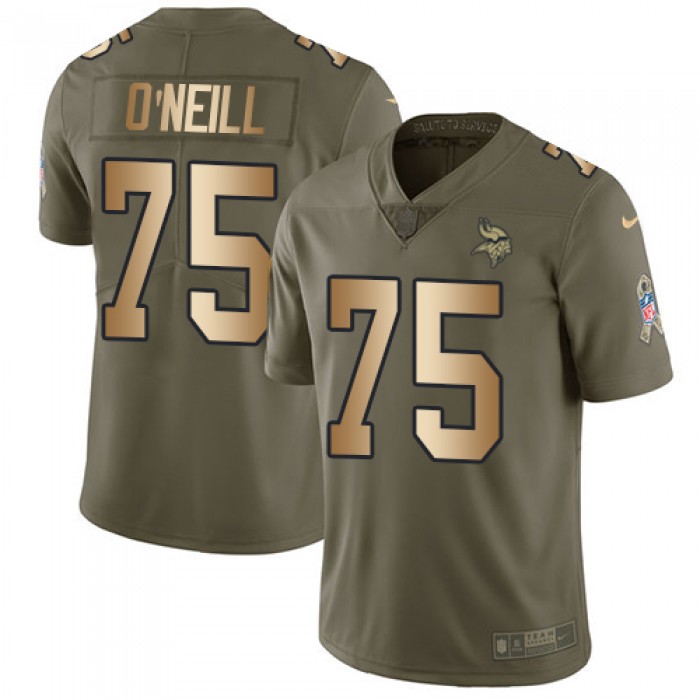 Nike Minnesota Vikings #75 Brian O'Neill Olive Gold Men's Stitched NFL Limited 2017 Salute To Service Jersey