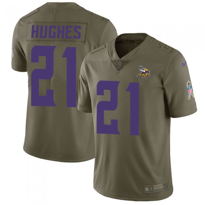 Nike Vikings #21 Mike Hughes Olive Youth Stitched NFL Limited 2017 Salute to Service Jersey