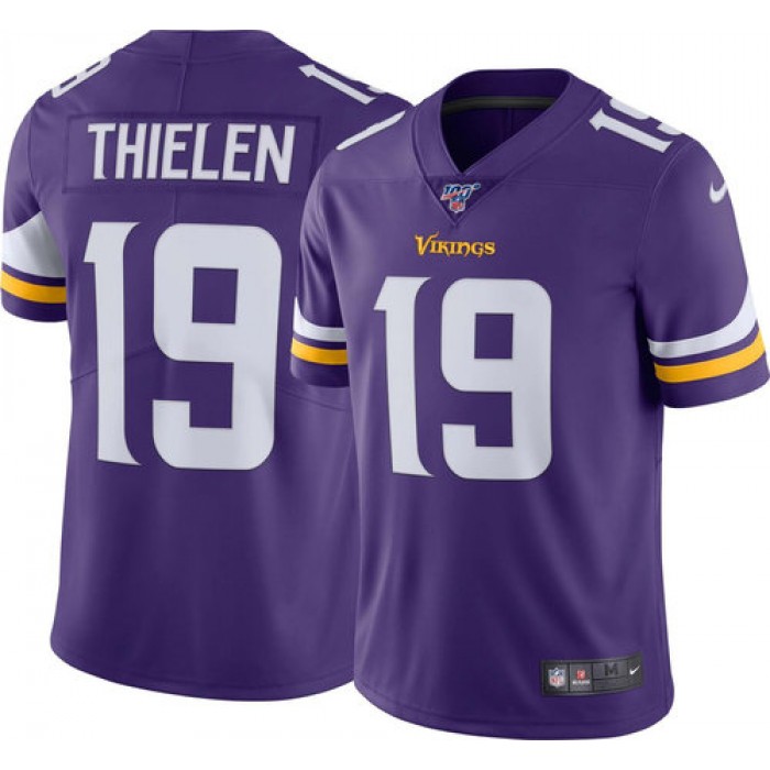 Nike Vikings 19 Adam Thielen Purple 100th Season Vapor Untouchable Limited Jersey