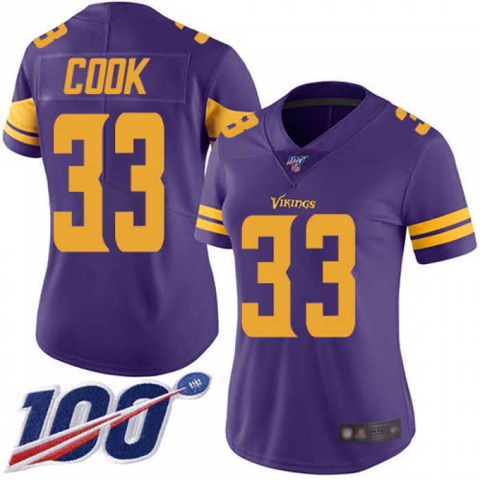 Nike Vikings #33 Dalvin Cook Purple Women's Stitched NFL Limited Rush 100th Season Jersey