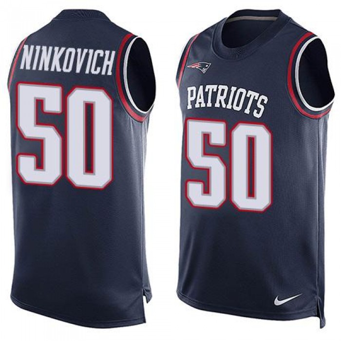 Men's New England Patriots #50 Rob Ninkovich Navy Blue Hot Pressing Player Name & Number Nike NFL Tank Top Jersey