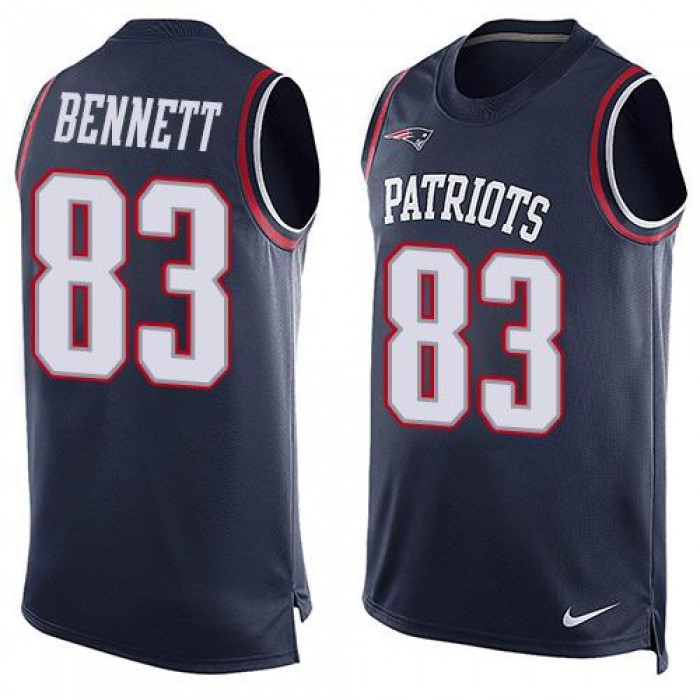 Men's New England Patriots #83 Martellus Bennett Navy Blue Hot Pressing Player Name & Number Nike NFL Tank Top Jersey