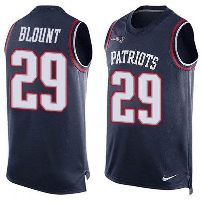 Men's New England Patriots #29 LeGarrette Blount Navy Blue Hot Pressing Player Name & Number Nike NFL Tank Top Jersey