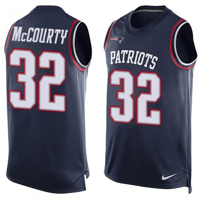 Men's New England Patriots #32 Devin McCourty Navy Blue Hot Pressing Player Name & Number Nike NFL Tank Top Jersey