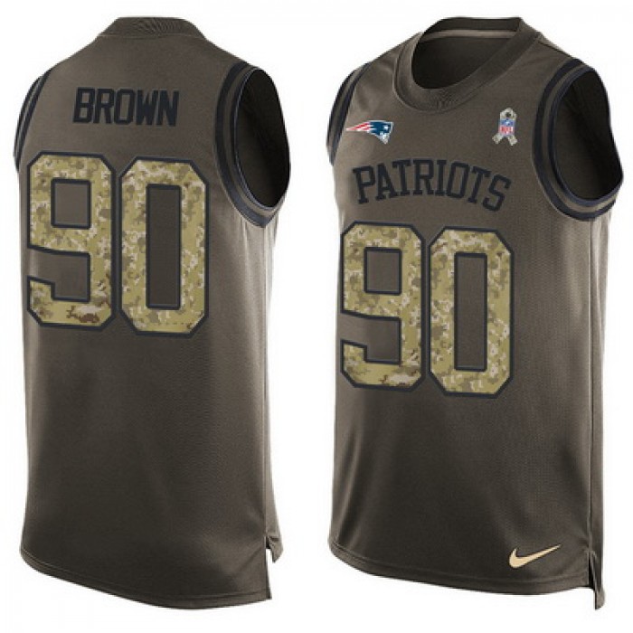 Men's New England Patriots #90 Malcom Brown Green Salute to Service Hot Pressing Player Name & Number Nike NFL Tank Top Jersey