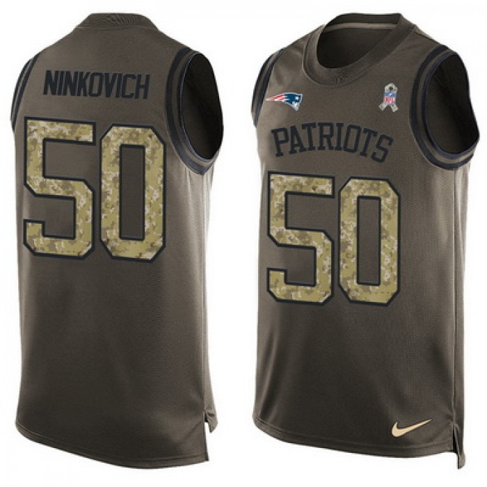 Men's New England Patriots #50 Rob Ninkovich Green Salute to Service Hot Pressing Player Name & Number Nike NFL Tank Top Jersey