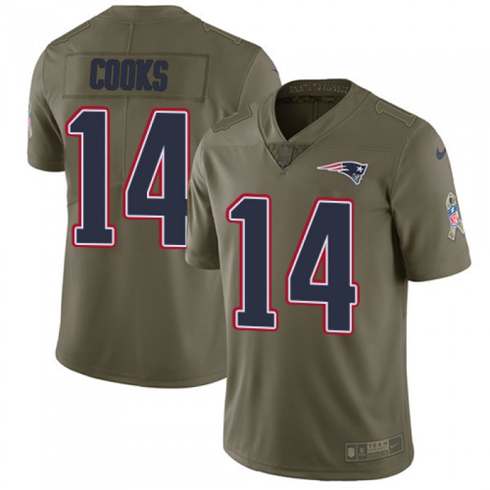 Nike New England Patriots #14 Brandin Cooks Olive Men's Stitched NFL Limited 2017 Salute To Service Jersey