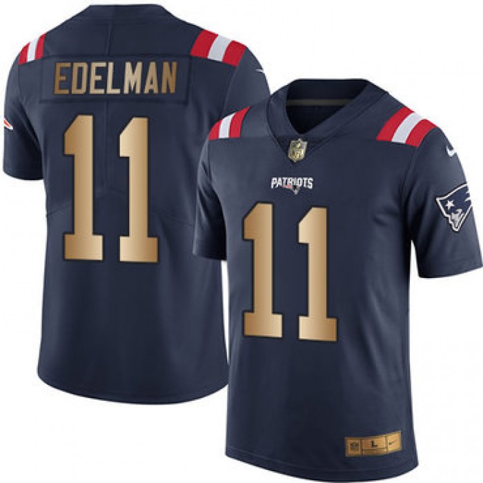 Nike Patriots #11 Julian Edelman Navy Blue Men's Stitched NFL Limited Gold Rush Jersey