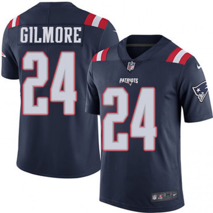 Nike New England New England Patriots #24 Stephon Gilmore Navy Blue Men's Stitched NFL Limited Rush Jersey