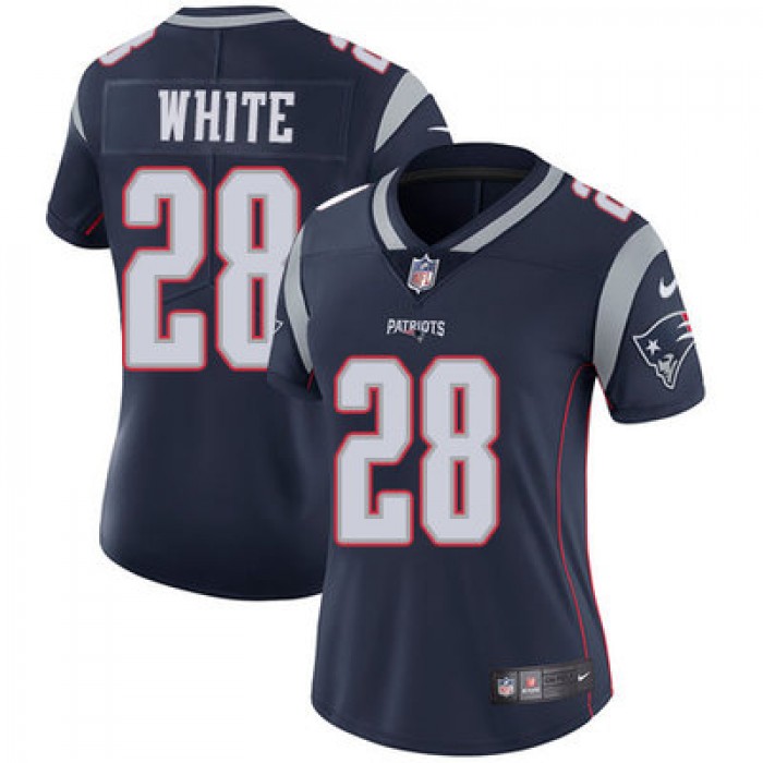 Women's Nike Patriots #28 James White Navy Blue Team Color Stitched NFL Vapor Untouchable Limited Jersey