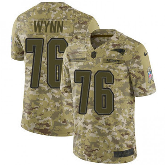 Nike Patriots #76 Isaiah Wynn Camo Men's Stitched NFL Limited 2018 Salute To Service Jersey