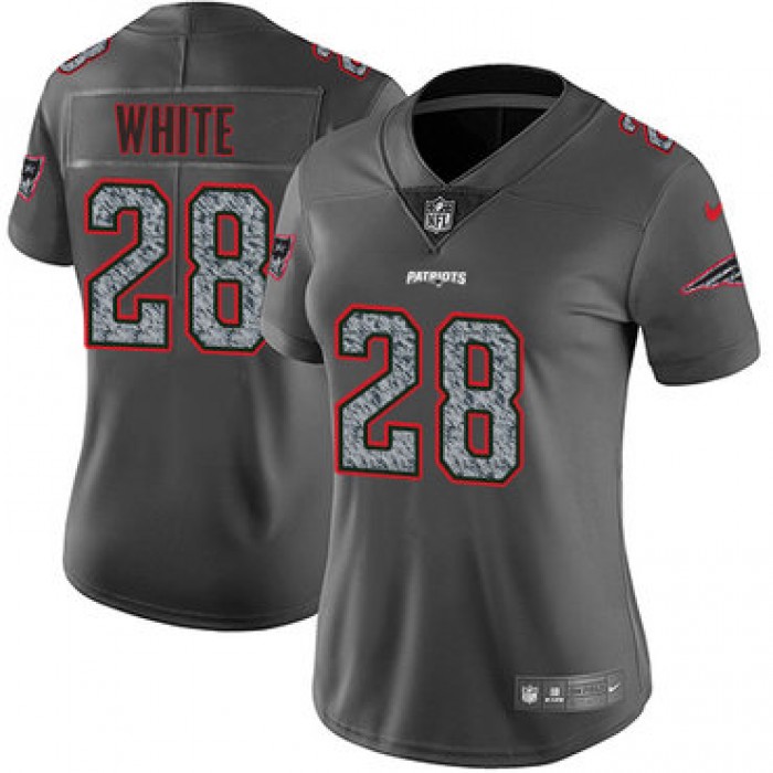 Women's Nike New England Patriots #28 James White Gray Static Stitched NFL Vapor Untouchable Limited Jersey