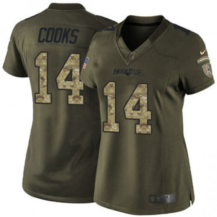 Women's Nike New England Patriots #14 Brandin Cooks Green Stitched NFL Limited 2015 Salute to Service Jersey
