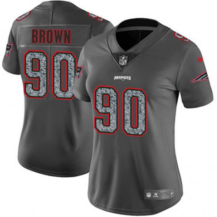 Women's Nike New England Patriots #90 Malcom Brown Gray Static Stitched NFL Vapor Untouchable Limited Jersey