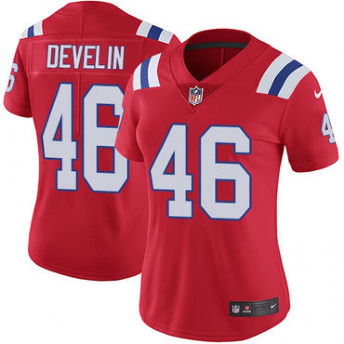 Women's Nike New England Patriots #46 James Develin Red Alternate Stitched NFL Vapor Untouchable Limited Jersey