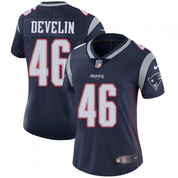 Women's Nike New England Patriots #46 James Develin Navy Blue Team Color Stitched NFL Vapor Untouchable Limited Jersey