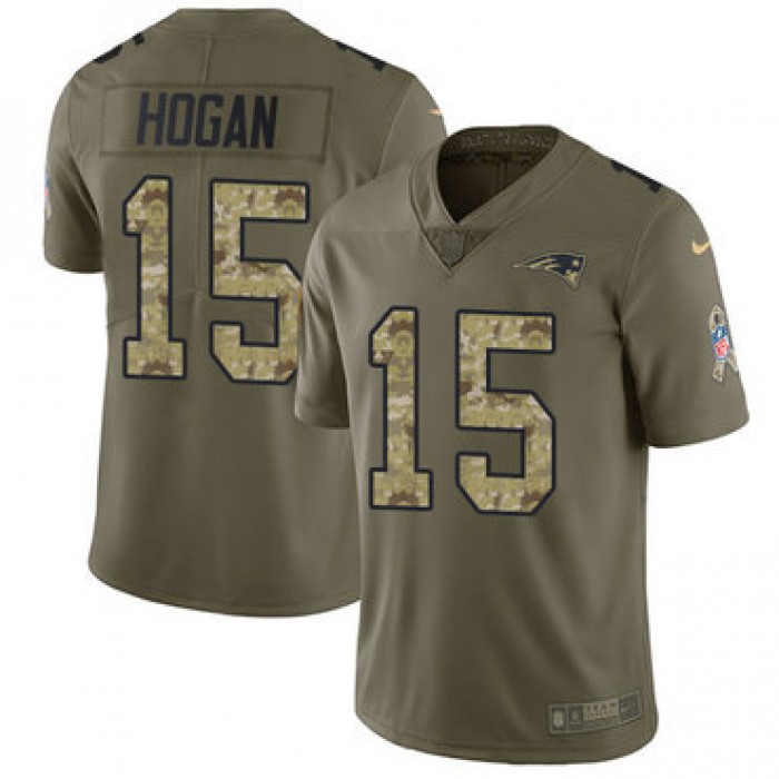 Youth Nike New England Patriots #15 Chris Hogan Olive Camo Stitched NFL Limited 2017 Salute to Service Jersey