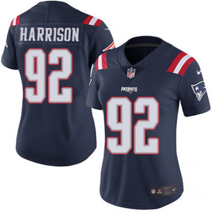 Nike New England Patriots #92 James Harrison Navy Blue Women's Stitched NFL Limited Rush Jersey