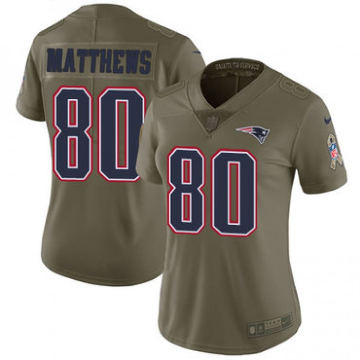 Nike Patriots #80 Jordan Matthews Olive Women's Stitched NFL Limited 2017 Salute to Service Jersey
