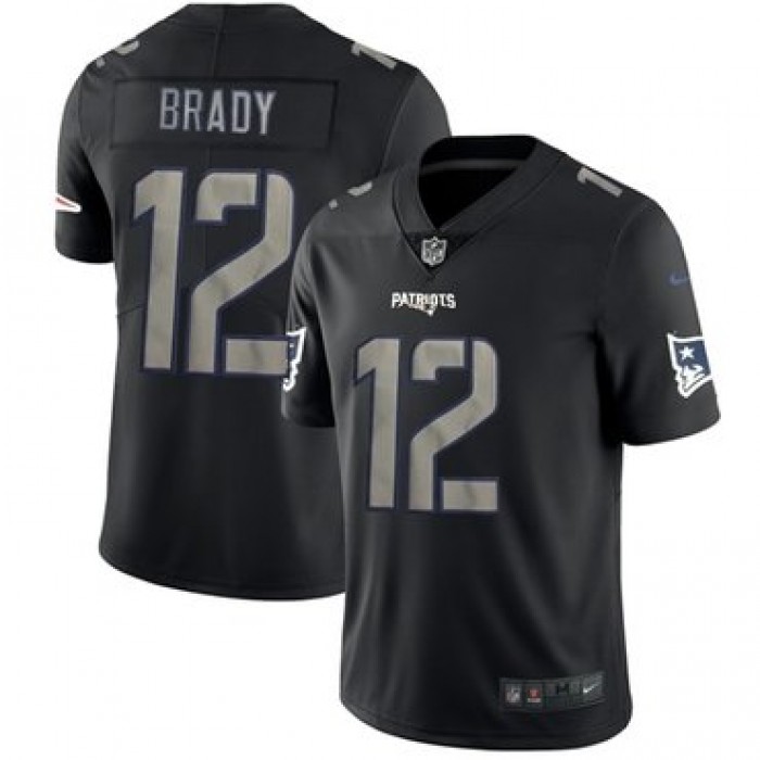 Nike Patriots #12 Tom Brady Black Men's Stitched NFL Limited Rush Impact Jersey