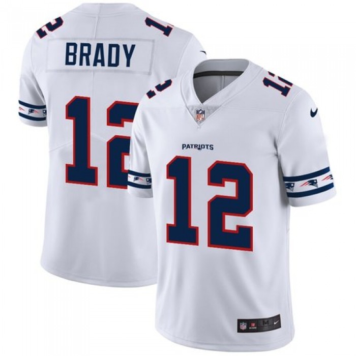 New England Patriots #12 Tom Brady Nike White Team Logo Vapor Limited NFL Jersey