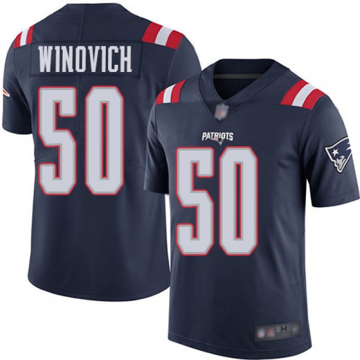 Men's New England Patriots #50 Chase Winovich Limited Navy Blue Rush Vapor Untouchable Jersey