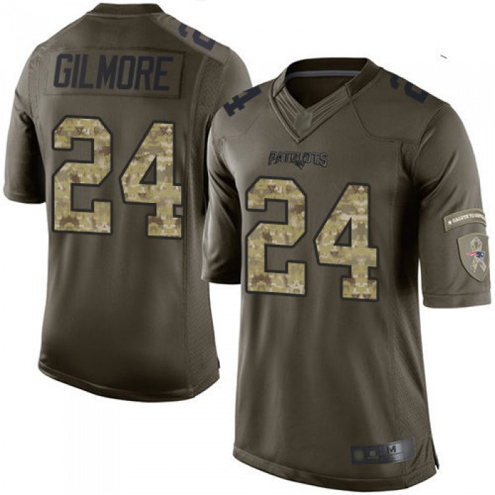 Patriots #24 Stephon Gilmore Green Men's Stitched Football Limited 2015 Salute To Service Jersey