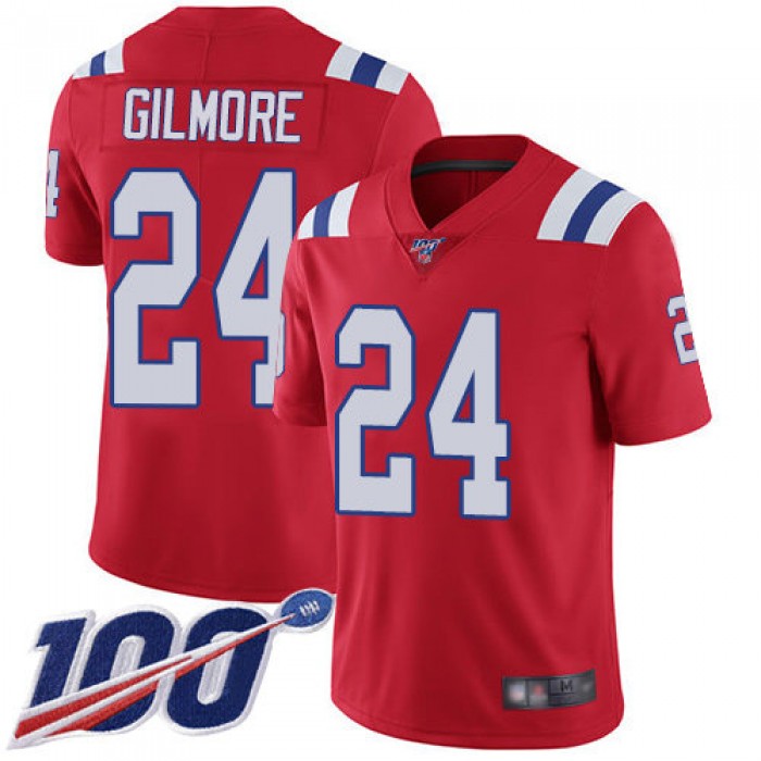 Patriots #24 Stephon Gilmore Red Alternate Men's Stitched Football 100th Season Vapor Limited Jersey