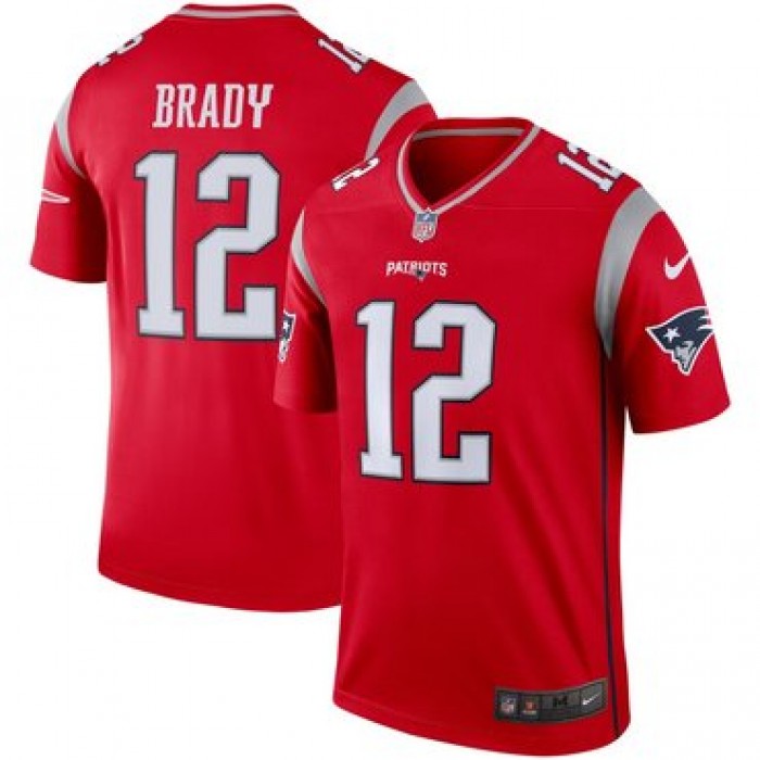 Nike New England Patriots 12 Tom Brady Red Inverted Legend Jersey