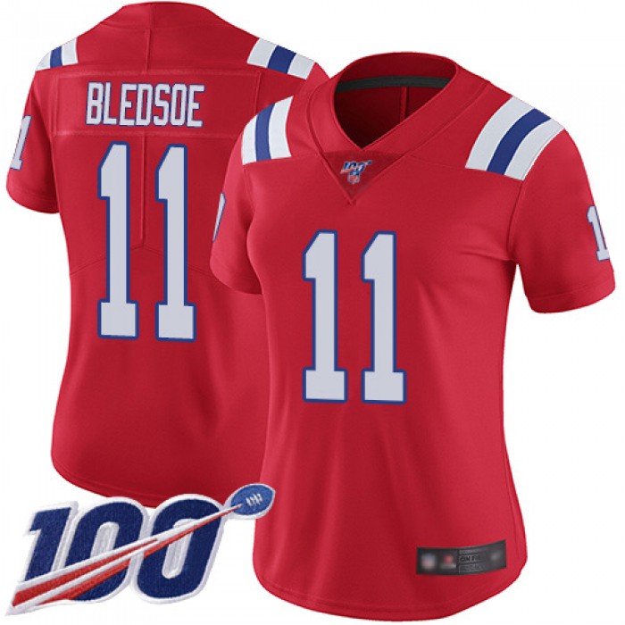 Nike Patriots #11 Drew Bledsoe Red Alternate Women's Stitched NFL 100th Season Vapor Limited Jersey