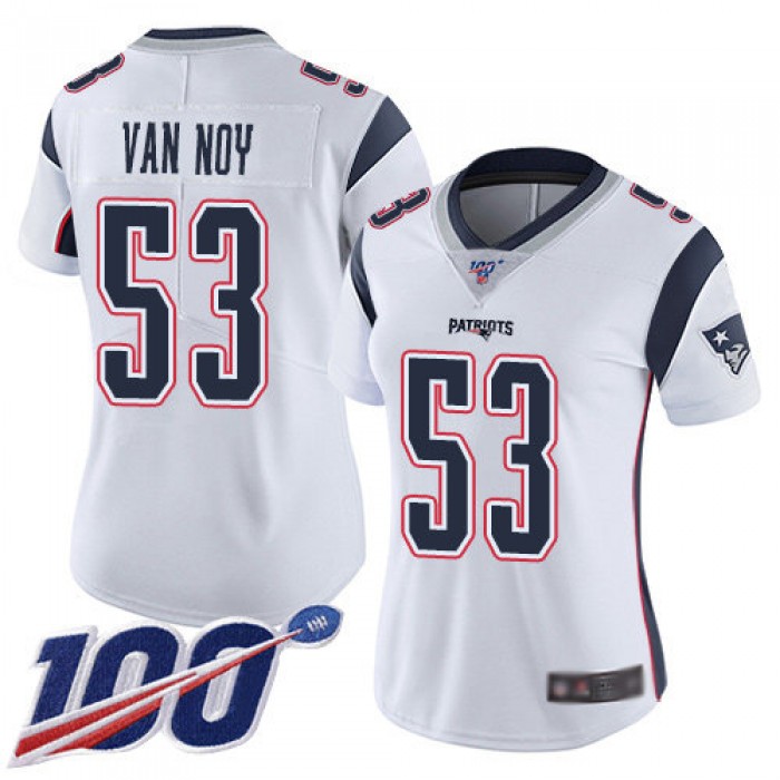 Nike Patriots #53 Kyle Van Noy White Women's Stitched NFL 100th Season Vapor Limited Jersey