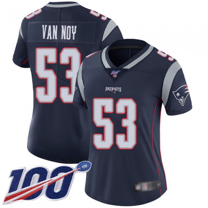 Nike Patriots #53 Kyle Van Noy Navy Blue Team Color Women's Stitched NFL 100th Season Vapor Limited Jersey