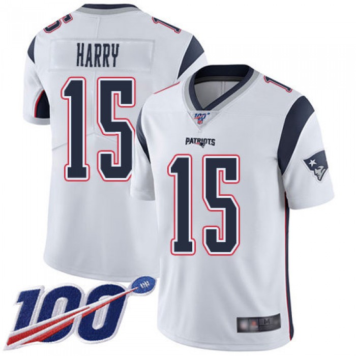 Nike Patriots #15 N'Keal Harry White Men's Stitched NFL 100th Season Vapor Limited Jersey