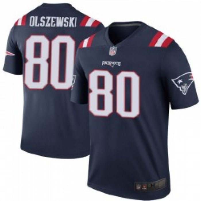 Men's New England Patriots #80 Gunner Olszewski Legend Navy Color Rush Jersey