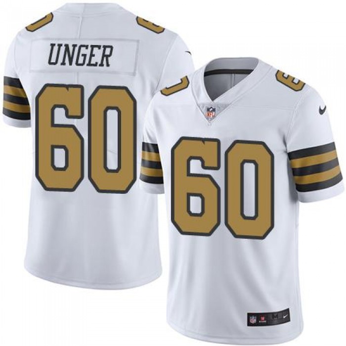 Nike Saints #60 Max Unger White Men's Stitched NFL Limited Rush Jersey